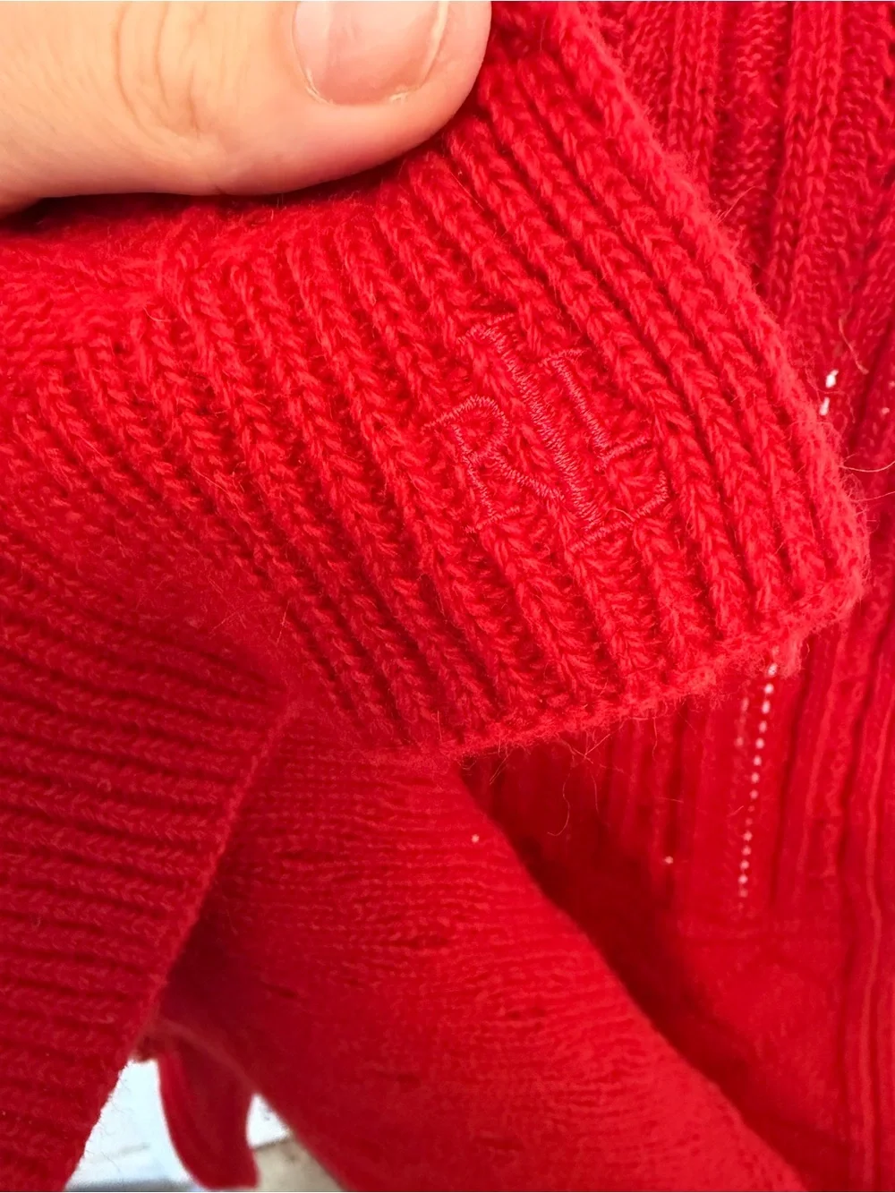 Lauren Ralph Lauren Red knit Scarf Lambs Wool Rabbit Hair Winter Classic